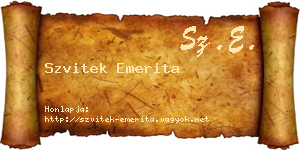 Szvitek Emerita névjegykártya